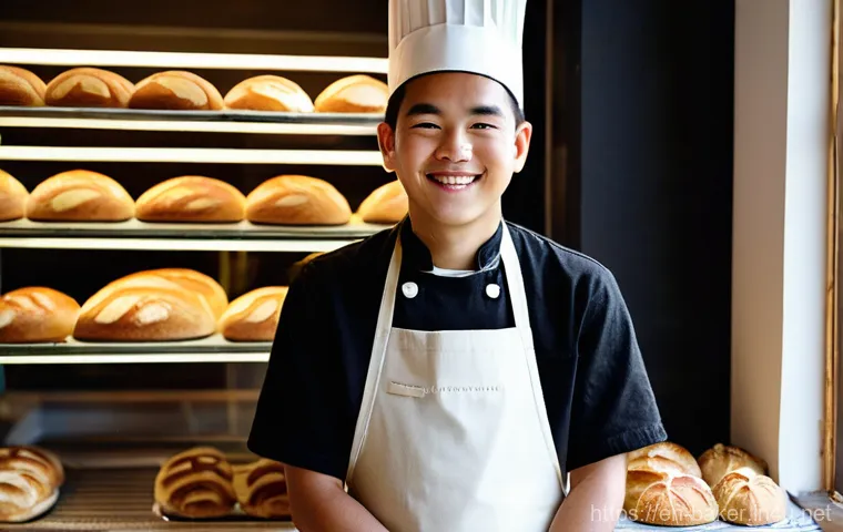 제과제빵 자격증 취득 후 연봉 협상 팁 - **Prompt:** A confident female pastry chef, in her early 30s, stands in a brightly lit, modern comme...