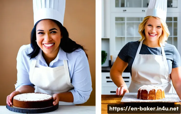 제과제빵 분야에서 자주 묻는 질문 FAQ - **Prompt 1: The Transformation of a Cake Baker**
    A side-by-side comparison. On the left, a frust...