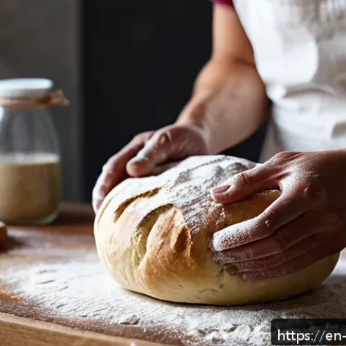 제과제빵 현장 경험이 필요한 이유 - A warm, rustic kitchen scene showing a baker&rsquo;s hands kneading dough on a wooden countertop, capturin...