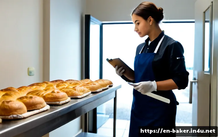 제과제빵 이직을 고민하는 이유 - Photorealistic bakery employee in clean work clothes standing thoughtfully beside a stainless steel ...